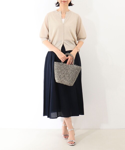 NOLLEY'S LIGHT(ノーリーズライト)の「袖レース柄5分袖カーディガン(ニット/セーター・レディース・ベージュ/ライトグレー/オフホワイト・38)」の20枚目の写真