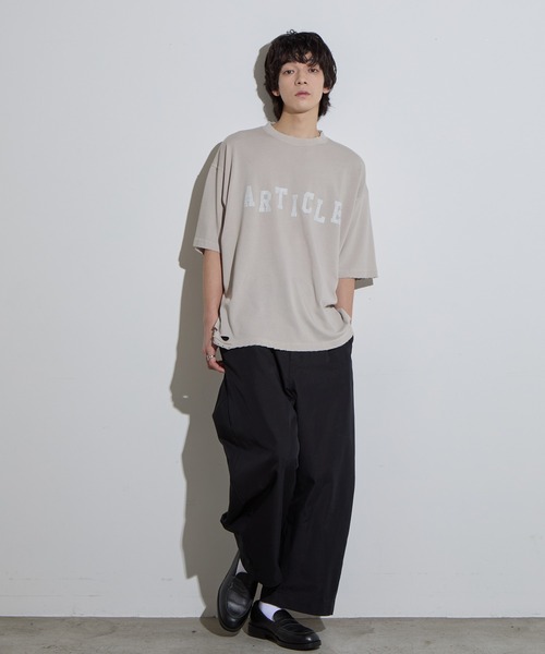 SLICK(スリック)の「【SLICK/スリック】Pigment Dye Damage Printed T-Shirt (ARTICLE) / ピグメントダイダメージプリントTシャツ (ARTICLE)/オーバーサイズ シルエット / ピグメント加工/ ビンテージ(Tシャツ/カットソー・メンズ・グレイッシュベージュ/ブルーグレー/ブラック・1/2/3)」の13枚目の写真