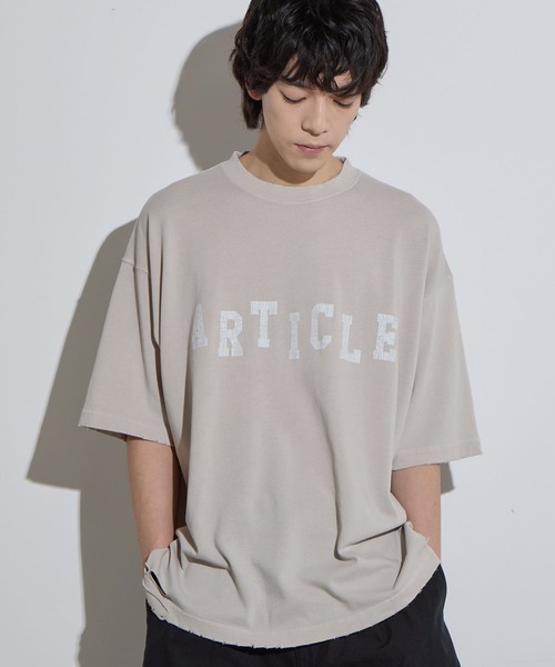 SLICK(スリック)の「【SLICK/スリック】Pigment Dye Damage Printed T-Shirt (ARTICLE) / ピグメントダイダメージプリントTシャツ (ARTICLE)/オーバーサイズ シルエット / ピグメント加工/ ビンテージ(Tシャツ/カットソー・メンズ・グレイッシュベージュ/ブルーグレー/ブラック・1/2/3)」の17枚目の写真