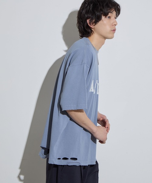 SLICK(スリック)の「【SLICK/スリック】Pigment Dye Damage Printed T-Shirt (ARTICLE) / ピグメントダイダメージプリントTシャツ (ARTICLE)/オーバーサイズ シルエット / ピグメント加工/ ビンテージ(Tシャツ/カットソー・メンズ・グレイッシュベージュ/ブルーグレー/ブラック・1/2/3)」の22枚目の写真