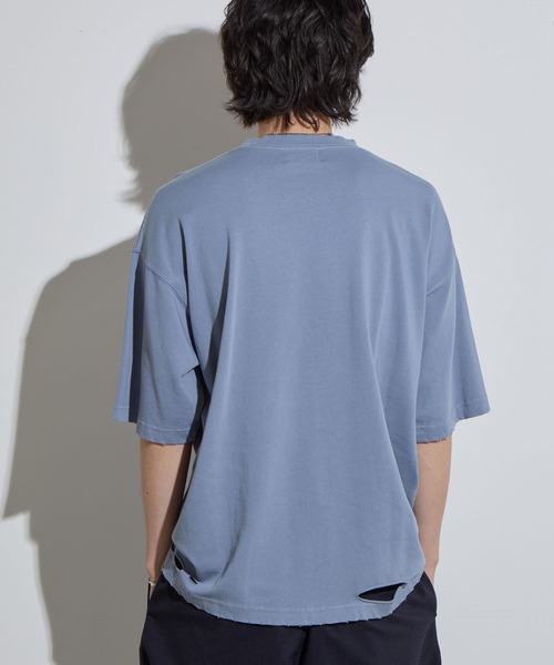 SLICK(スリック)の「【SLICK/スリック】Pigment Dye Damage Printed T-Shirt (ARTICLE) / ピグメントダイダメージプリントTシャツ (ARTICLE)/オーバーサイズ シルエット / ピグメント加工/ ビンテージ(Tシャツ/カットソー・メンズ・グレイッシュベージュ/ブルーグレー/ブラック・1/2/3)」の21枚目の写真