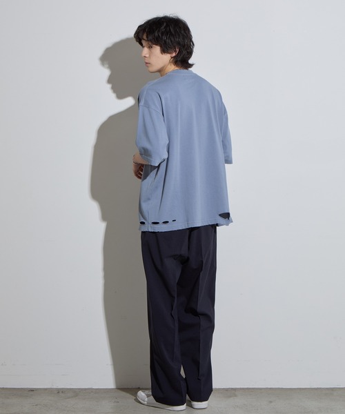SLICK(スリック)の「【SLICK/スリック】Pigment Dye Damage Printed T-Shirt (ARTICLE) / ピグメントダイダメージプリントTシャツ (ARTICLE)/オーバーサイズ シルエット / ピグメント加工/ ビンテージ(Tシャツ/カットソー・メンズ・グレイッシュベージュ/ブルーグレー/ブラック・1/2/3)」の19枚目の写真