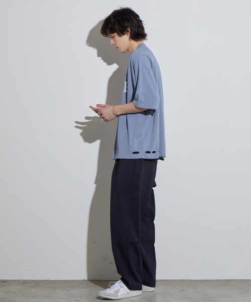 SLICK(スリック)の「【SLICK/スリック】Pigment Dye Damage Printed T-Shirt (ARTICLE) / ピグメントダイダメージプリントTシャツ (ARTICLE)/オーバーサイズ シルエット / ピグメント加工/ ビンテージ(Tシャツ/カットソー・メンズ・グレイッシュベージュ/ブルーグレー/ブラック・1/2/3)」の18枚目の写真