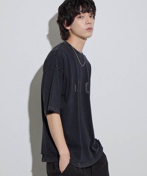 SLICK/スリック】Pigment Dye Damage Printed T-Shirt (ARTICLE