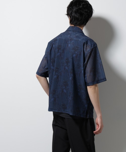 NORMANBROS(ノーマンブロス)の「NORMANBROS別注 メッシュプリントシャツ 半袖(シャツ/ブラウス・メンズ・バーガンディー/ネイビー・L/M)」の5枚目の写真