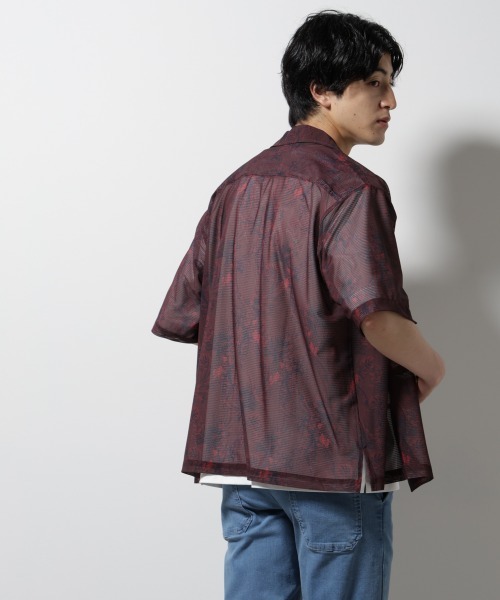 NORMANBROS(ノーマンブロス)の「NORMANBROS別注 メッシュプリントシャツ 半袖(シャツ/ブラウス・メンズ・バーガンディー/ネイビー・L/M)」の12枚目の写真
