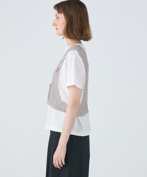 MACPHEE 　アイボリー ベスト　M 新品 マカフィー MACPHEE ツイードニット ベスト （42 ライトベージュ系