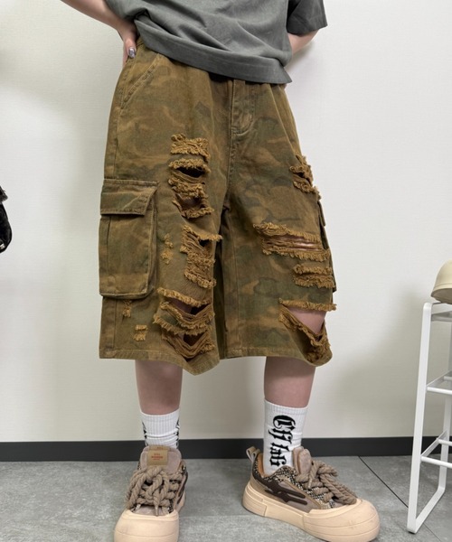 ATMARK(アットマーク)の「《3サイズ展開 / UNISEX 》デニム アソートハーフパンツ ショートパンツ(デニムパンツ・メンズ・ブルー系その他2/ブラック/サックスブルー/ブルー/グリーン/ブラック×ホワイト/ブルー系その他・MEDIUM/LARGE/X-LARGE)」の1枚目の写真