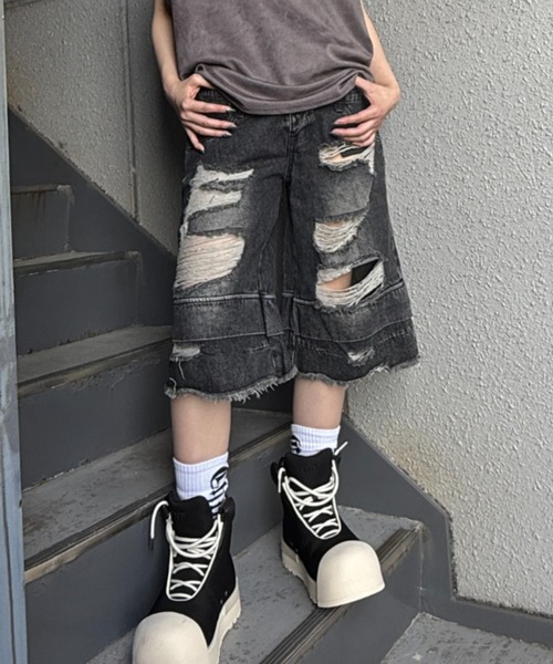 《3サイズ展開　/　UNISEX　》デニム　アソートハーフパンツ　ショートパンツ