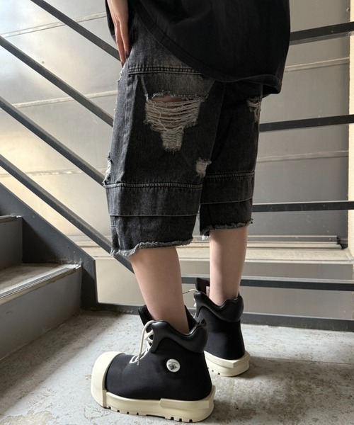 ATMARK(アットマーク)の「《3サイズ展開 / UNISEX 》デニム アソートハーフパンツ ショートパンツ(デニムパンツ・メンズ・ブルー系その他2/ブラック/サックスブルー/ブルー/グリーン/ブラック×ホワイト/ブルー系その他・MEDIUM/LARGE/X-LARGE)」の9枚目の写真