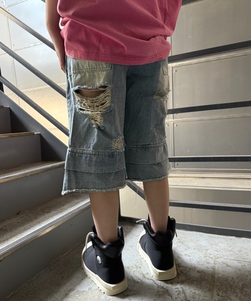 ATMARK(アットマーク)の「《3サイズ展開 / UNISEX 》デニム アソートハーフパンツ ショートパンツ(デニムパンツ・メンズ・ブルー系その他2/ブラック/サックスブルー/ブルー/グリーン/ブラック×ホワイト/ブルー系その他・MEDIUM/LARGE/X-LARGE)」の12枚目の写真