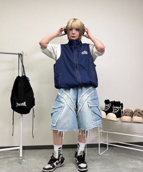 ATMARK(アットマーク)の「《3サイズ展開 / UNISEX 》デニム アソートハーフパンツ ショートパンツ(デニムパンツ・メンズ・ブルー系その他2/ブラック/サックスブルー/ブルー/グリーン/ブラック×ホワイト/ブルー系その他・MEDIUM/LARGE/X-LARGE)」の15枚目の写真