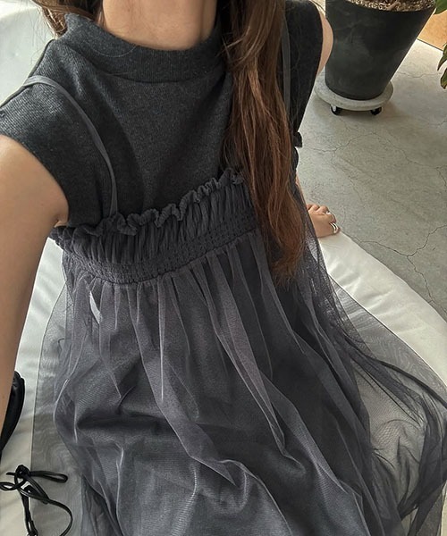 ワンピース tulle frill relax cami op WILLFULLY official web store（ウィルフリーコウシキツウハン
