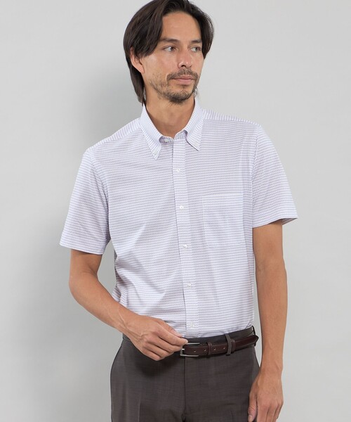 MACKINTOSH LONDON(マッキントッシュ ロンドン)の「【FLEX JERSEY】ジオメトリックジャージー半袖シャツ(シャツ/ブラウス・メンズ・パープル系その他2/ブルー系その他4・S/M/L/XL)」の1枚目の写真