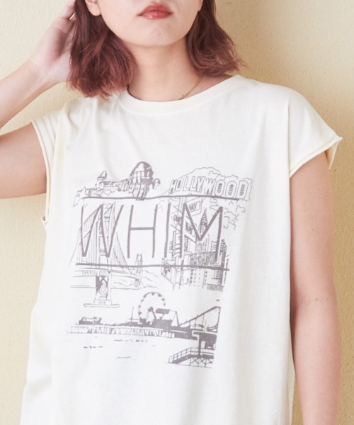 CUBE SUGAR（キューブシュガー）の「26/-OE天竺ピグメント染めノースリーブプルオーバー（Tシャツ/カットソー・レディース・ピンク/スミクロ/パープル/ナチュラル・M）」の3枚目の写真