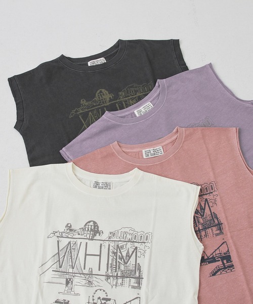 CUBE SUGAR（キューブシュガー）の「26/-OE天竺ピグメント染めノースリーブプルオーバー（Tシャツ/カットソー・レディース・ピンク/スミクロ/パープル/ナチュラル・M）」の7枚目の写真