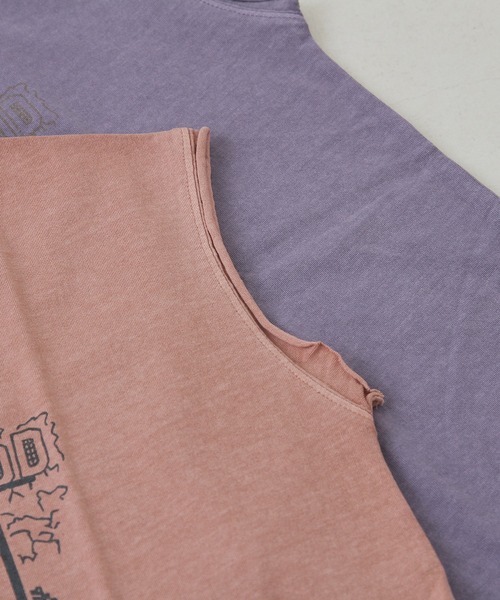 CUBE SUGAR（キューブシュガー）の「26/-OE天竺ピグメント染めノースリーブプルオーバー（Tシャツ/カットソー・レディース・ピンク/スミクロ/パープル/ナチュラル・M）」の9枚目の写真