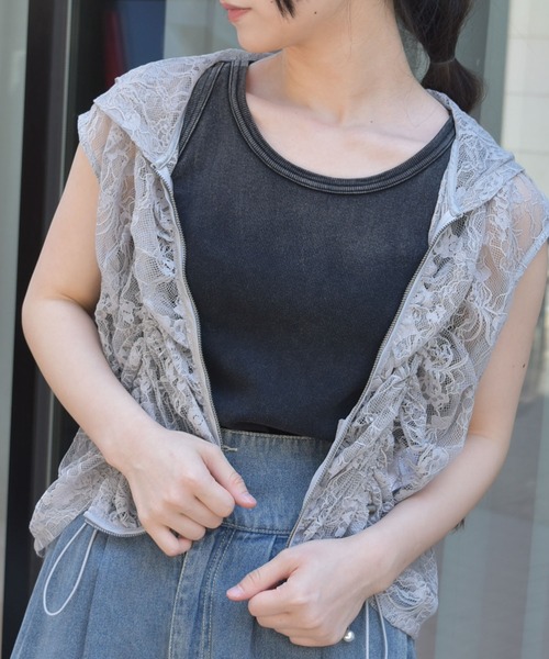 axes femme（アクシーズファム）の「ヴィンテージカラープルオーバー（タンクトップ・レディース・ブルー/カーキ/ブラック・FREE）」の4枚目の写真