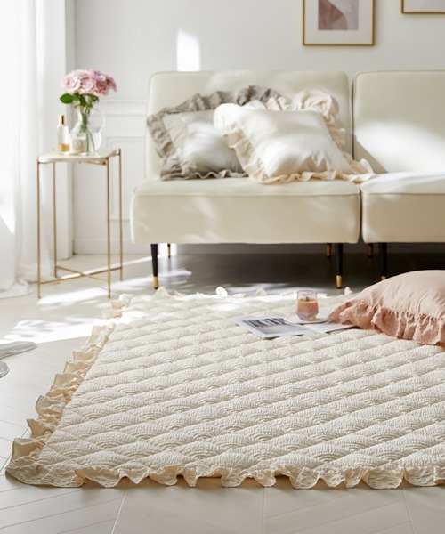 イジョンソク ラグ 洗えるキルトラグ｜ふわくしゅシリーズ・サッカー織｜185×185