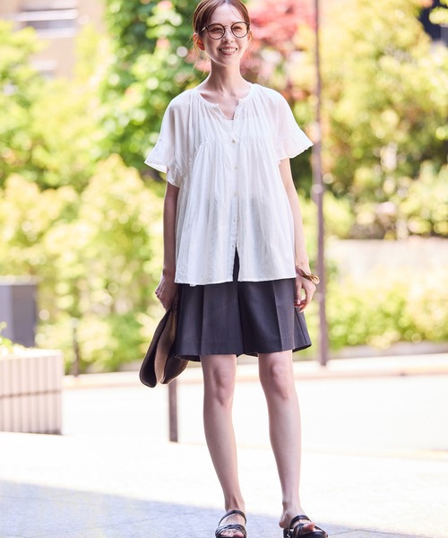 ROPE' PICNIC（ロペピクニック）の「コットンボイルギャザーブラウス/リンクコーデ（シャツ/ブラウス・レディース・ブラック/ブラウン/ブルー/オフホワイト・38）」の6枚目の写真