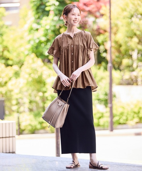 ROPE' PICNIC（ロペピクニック）の「コットンボイルギャザーブラウス/リンクコーデ（シャツ/ブラウス・レディース・ブラック/ブラウン/ブルー/オフホワイト・38）」の15枚目の写真