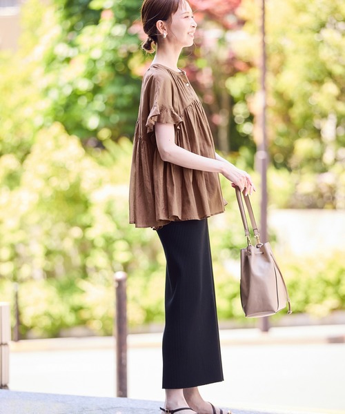 ROPE' PICNIC（ロペピクニック）の「コットンボイルギャザーブラウス/リンクコーデ（シャツ/ブラウス・レディース・ブラック/ブラウン/ブルー/オフホワイト・38）」の17枚目の写真