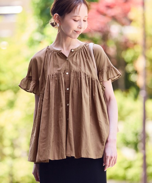 ROPE' PICNIC（ロペピクニック）の「コットンボイルギャザーブラウス/リンクコーデ（シャツ/ブラウス・レディース・ブラック/ブラウン/ブルー/オフホワイト・38）」の19枚目の写真