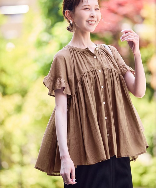 ROPE' PICNIC（ロペピクニック）の「コットンボイルギャザーブラウス/リンクコーデ（シャツ/ブラウス・レディース・ブラック/ブラウン/ブルー/オフホワイト・38）」の20枚目の写真