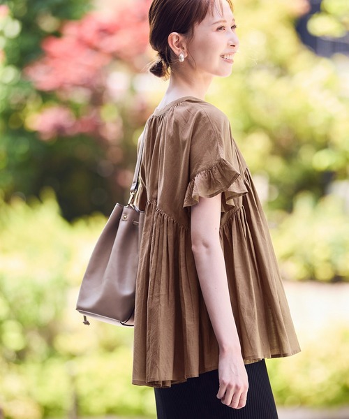 ROPE' PICNIC（ロペピクニック）の「コットンボイルギャザーブラウス/リンクコーデ（シャツ/ブラウス・レディース・ブラック/ブラウン/ブルー/オフホワイト・38）」の21枚目の写真