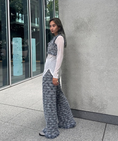 Ameri VINTAGE★TWEED FRINGE KNIT PANTS TWEED FRINGE KNIT PANTS