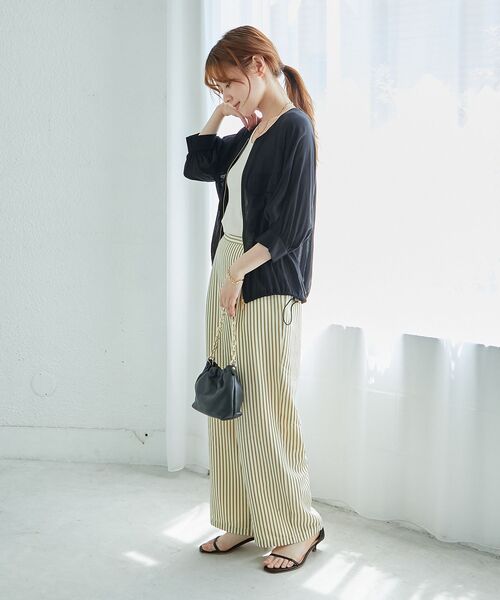 le.coeur blanc（ルクールブラン）の「《楽な履き心地◎》ドビーストライプサッカータックパンツ（その他パンツ・レディース・ブラック系その他/ベージュ系その他2・38）」の8枚目の写真