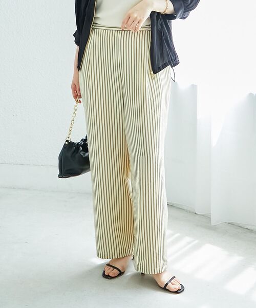 le.coeur blanc（ルクールブラン）の「《楽な履き心地◎》ドビーストライプサッカータックパンツ（その他パンツ・レディース・ブラック系その他/ベージュ系その他2・38）」の10枚目の写真