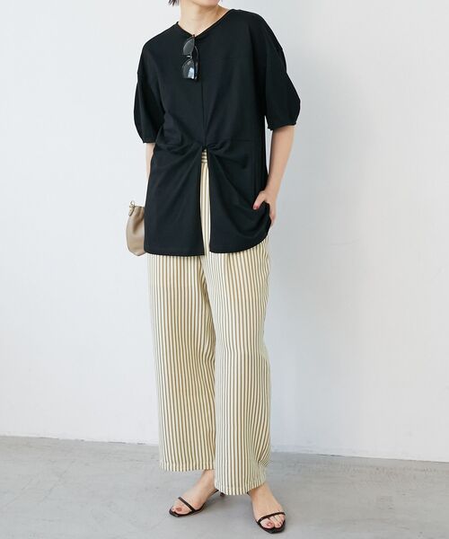 le.coeur blanc（ルクールブラン）の「《楽な履き心地◎》ドビーストライプサッカータックパンツ（その他パンツ・レディース・ブラック系その他/ベージュ系その他2・38）」の13枚目の写真