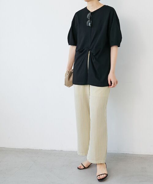 le.coeur blanc（ルクールブラン）の「《楽な履き心地◎》ドビーストライプサッカータックパンツ（その他パンツ・レディース・ブラック系その他/ベージュ系その他2・38）」の14枚目の写真