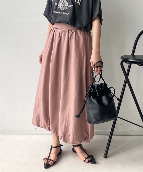 AS KNOW AS plus(アズノゥアズプラス)の「●ひんやり接触冷感 バルーンロングスカート(スカート・レディース・モカ/ブラック/アイボリー/ブルー系その他/ブルー系/ブラック系・FREE)」の5枚目の写真