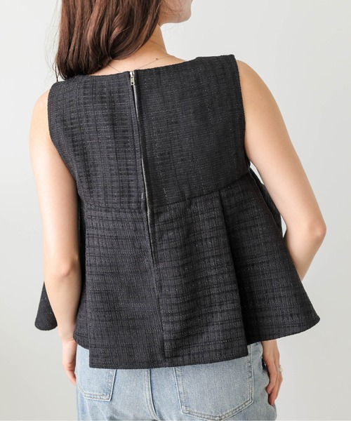 Lajour（ラジュール）の「【日本製】ツイード ラメ ペプラム トップス（Tシャツ/カットソー・レディース・オフホワイト/ブラック・フリー）」の9枚目の写真