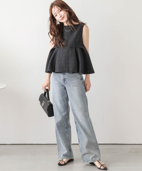 Lajour（ラジュール）の「【日本製】ツイード ラメ ペプラム トップス（Tシャツ/カットソー・レディース・オフホワイト/ブラック・フリー）」の10枚目の写真