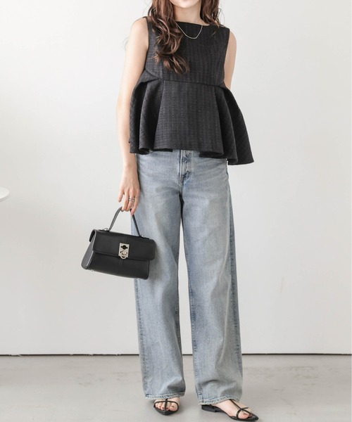 Lajour（ラジュール）の「【日本製】ツイード ラメ ペプラム トップス（Tシャツ/カットソー・レディース・オフホワイト/ブラック・フリー）」の12枚目の写真