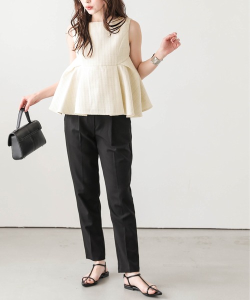 Lajour（ラジュール）の「【日本製】ツイード ラメ ペプラム トップス（Tシャツ/カットソー・レディース・オフホワイト/ブラック・フリー）」の16枚目の写真