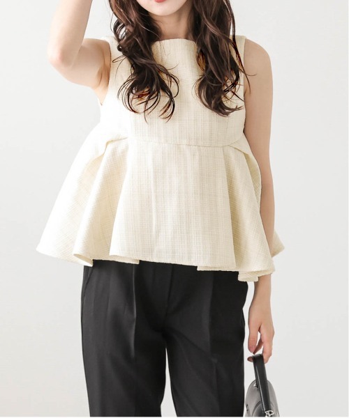 Lajour（ラジュール）の「【日本製】ツイード ラメ ペプラム トップス（Tシャツ/カットソー・レディース・オフホワイト/ブラック・フリー）」の19枚目の写真