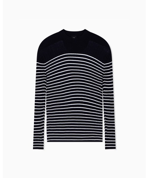 ARMANI EXCHANGE（アルマーニエクスチェンジ）の「【A|X アルマーニ エクスチェンジ】細ボーダー ニットプルオーバー（ニット/セーター・メンズ・ブルー・LARGE/MEDIUM/SMALL/X-LARGE/X-SMALL）」の6枚目の写真