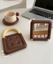 Ein（アイン）の「Ein/チョコレート クッキー風 卓上ミラー 鏡（手鏡/メイクミラー・キッズ）」