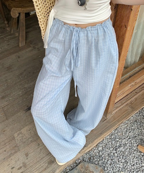 Vipoa(ヴィポア)の「check easy pants(その他パンツ・レディース・ネイビー/ブルー/アイボリー・FREE)」の3枚目の写真