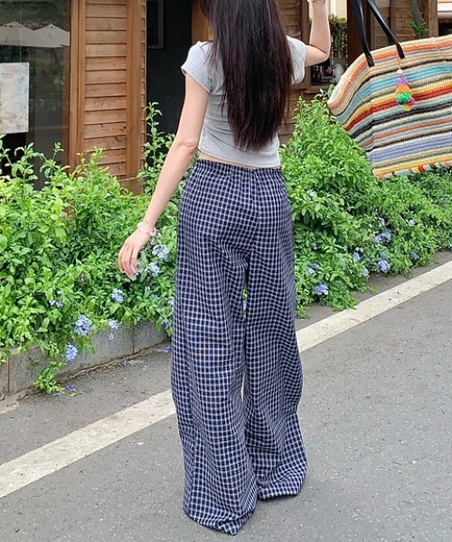 Vipoa(ヴィポア)の「check easy pants(その他パンツ・レディース・ネイビー/ブルー/アイボリー・FREE)」の15枚目の写真