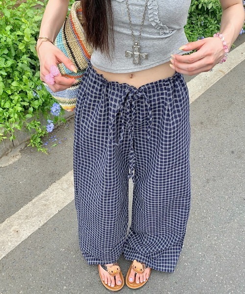 Vipoa(ヴィポア)の「check easy pants(その他パンツ・レディース・ネイビー/ブルー/アイボリー・FREE)」の17枚目の写真