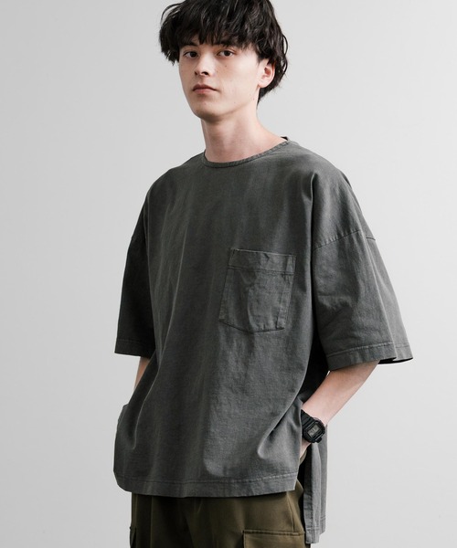 Audience（オーディエンス）の「Audience オーディエンス ピグメントUSAコットン16/-天竺8.45オンス胸ポケット付きサイドスリットボクシーAラインビッグTシャツ AUD6626（Tシャツ/カットソー・メンズ・ネイビー/オリーブ/グレー/スミクロ/ブラック・M/L）」の11枚目の写真