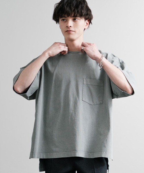 Audience（オーディエンス）の「Audience オーディエンス ピグメントUSAコットン16/-天竺8.45オンス胸ポケット付きサイドスリットボクシーAラインビッグTシャツ AUD6626（Tシャツ/カットソー・メンズ・ネイビー/オリーブ/グレー/スミクロ/ブラック・M/L）」の14枚目の写真