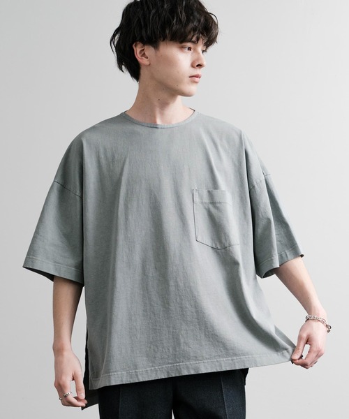 Audience（オーディエンス）の「Audience オーディエンス ピグメントUSAコットン16/-天竺8.45オンス胸ポケット付きサイドスリットボクシーAラインビッグTシャツ AUD6626（Tシャツ/カットソー・メンズ・ネイビー/オリーブ/グレー/スミクロ/ブラック・M/L）」の15枚目の写真