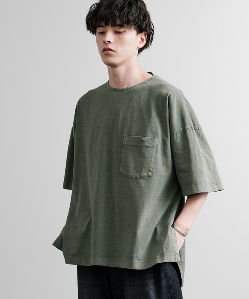 Audience（オーディエンス）の「Audience オーディエンス ピグメントUSAコットン16/-天竺8.45オンス胸ポケット付きサイドスリットボクシーAラインビッグTシャツ AUD6626（Tシャツ/カットソー・メンズ・ネイビー/オリーブ/グレー/スミクロ/ブラック・M/L）」の18枚目の写真