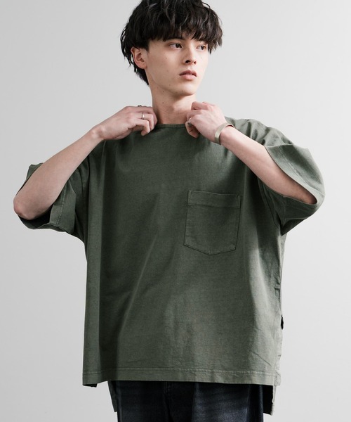 Audience（オーディエンス）の「Audience オーディエンス ピグメントUSAコットン16/-天竺8.45オンス胸ポケット付きサイドスリットボクシーAラインビッグTシャツ AUD6626（Tシャツ/カットソー・メンズ・ネイビー/オリーブ/グレー/スミクロ/ブラック・M/L）」の19枚目の写真